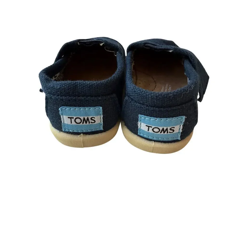 TOMS Boys Navy Alpargata Casual Shoes Size 2